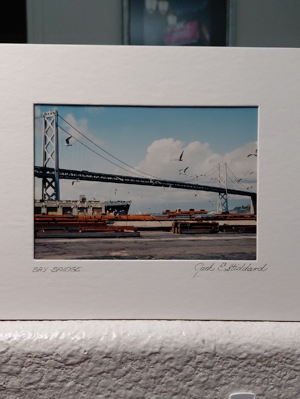 Oakland Bay Bridge And Flying  Seagulls Art Photo By Jack E. Stiddard 5x7/8×10